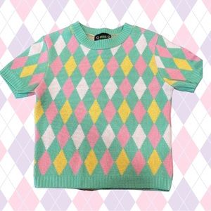 Miss Fortune Argyle Pastel Sweater Pinup Vintage